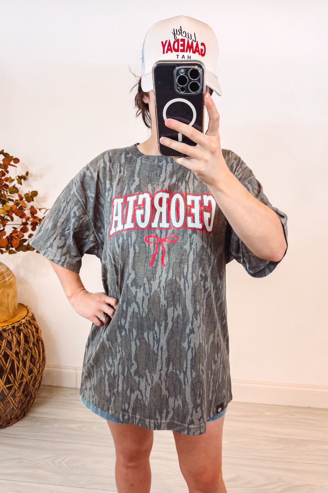 camo georgia bow oversized tee