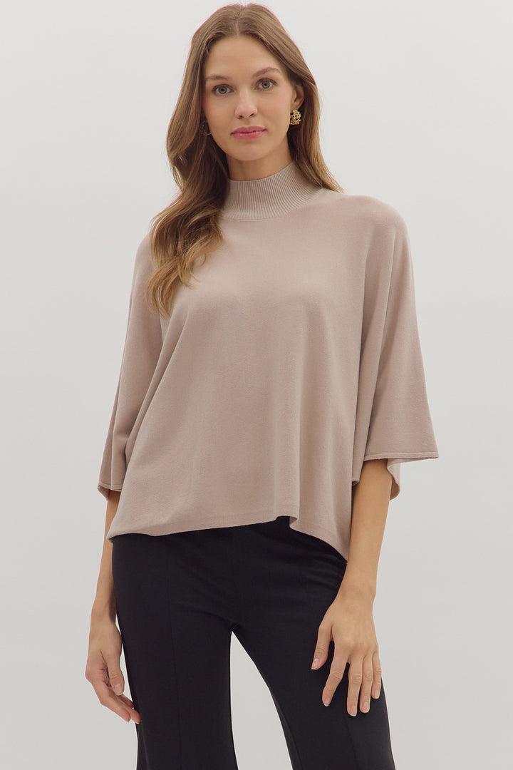 almond natural beige dolman sleeve entro top