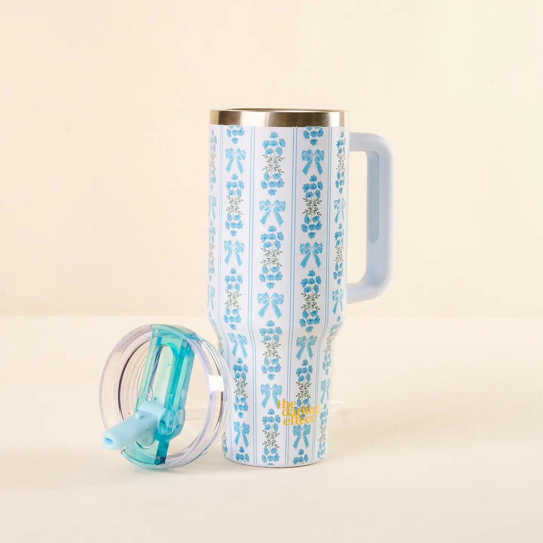 the darling effect blue floral fancy tumbler 40 oz