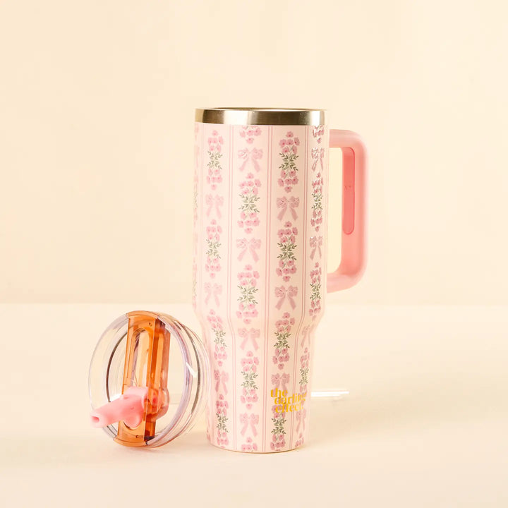 the darling effect pink floral fancy tumbler 40 oz