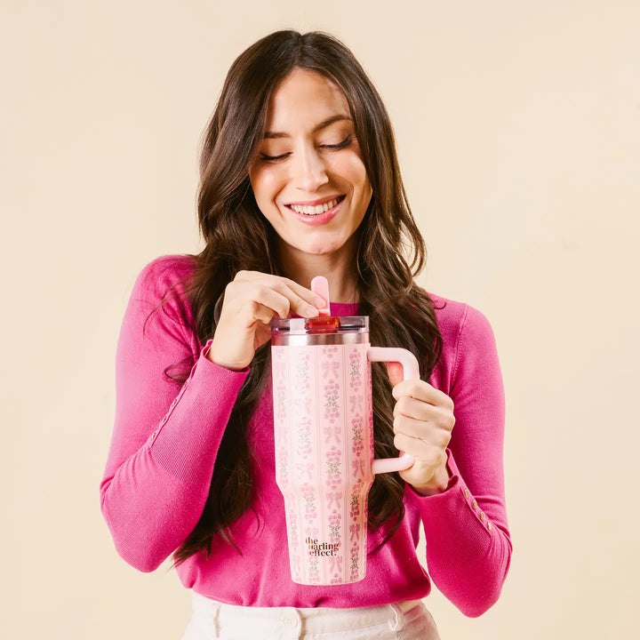 the darling effect pink floral fancy tumbler 40 oz