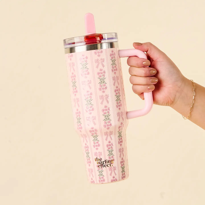 the darling effect pink floral fancy tumbler 40 oz