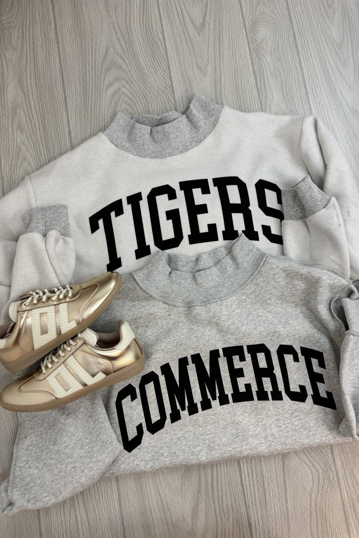 MOCK neck oversized reversible sweatshirt tigers commerce