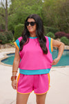 80s style colorblock scuba fabric set