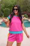 80s style colorblock scuba fabric set