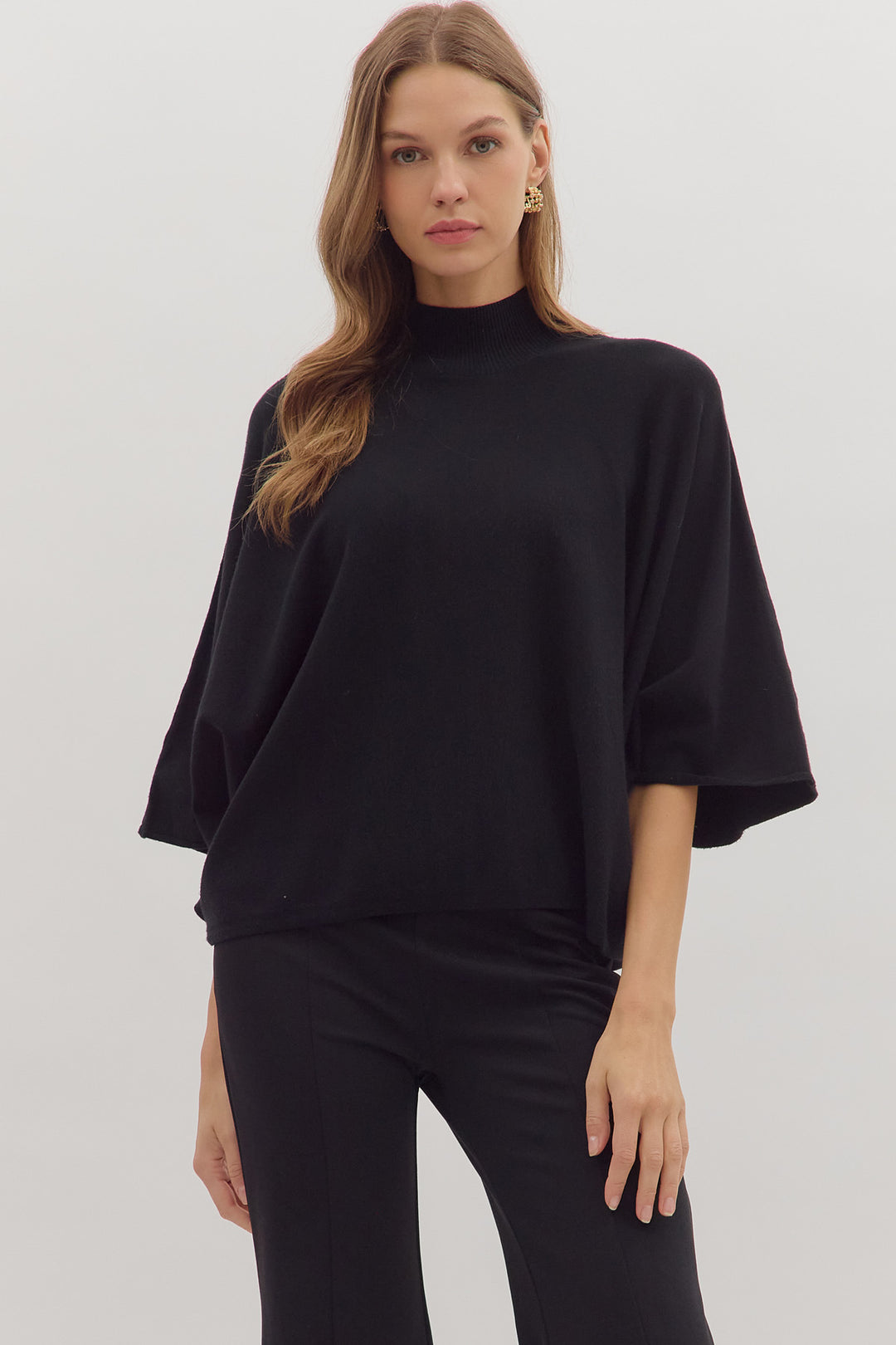 black dolman sleeve entro top womens