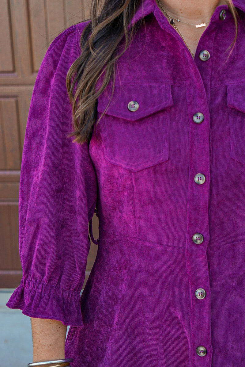 Violet Purple Autumn corduroy dress