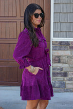 Violet Purple Autumn corduroy dress