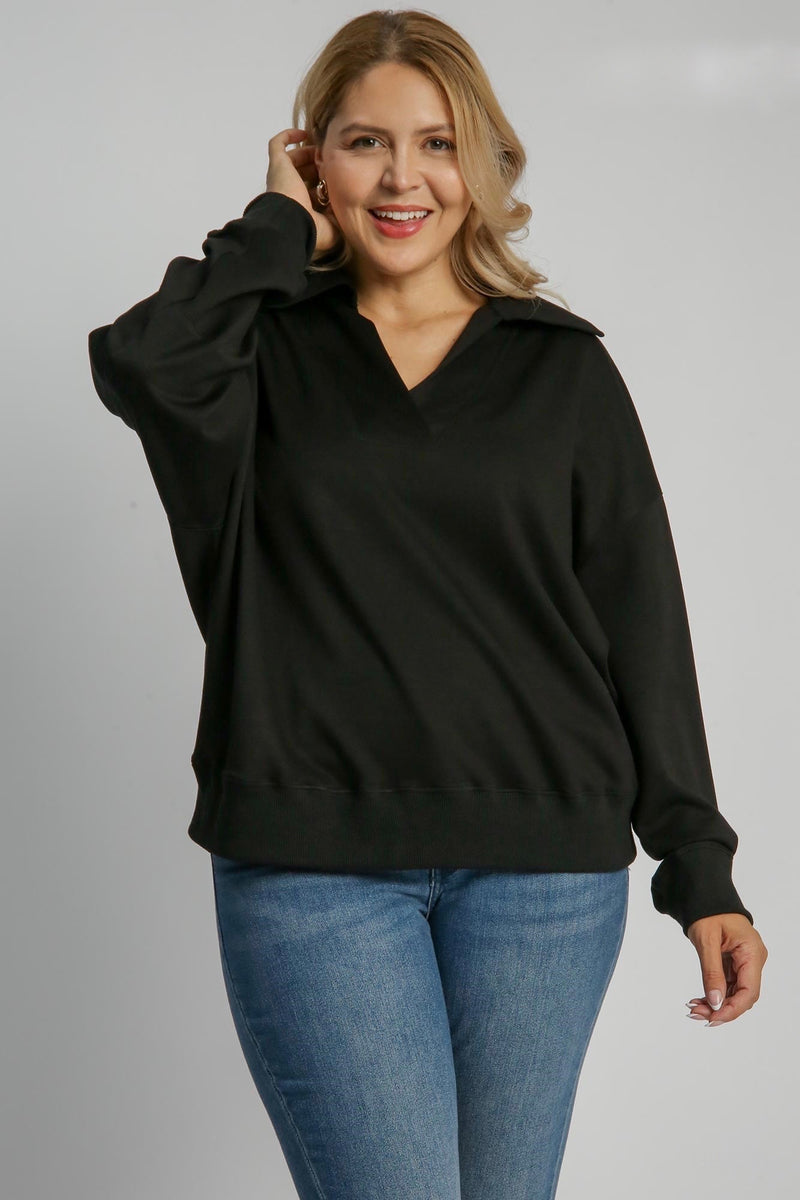 black scuba pullover top umgee