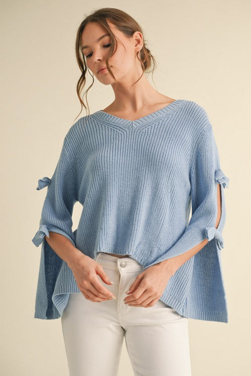 blue bow sweater