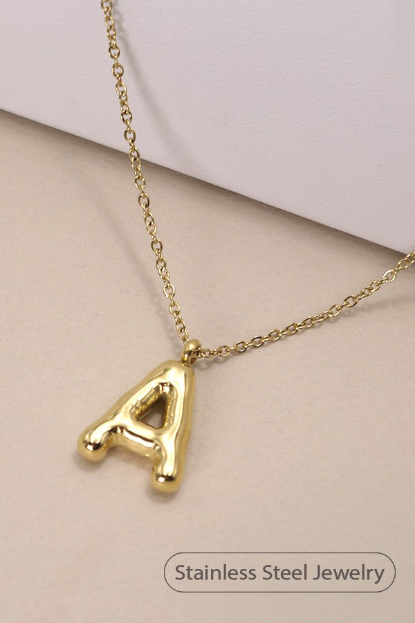 Gold bubble balloon initial A necklaces