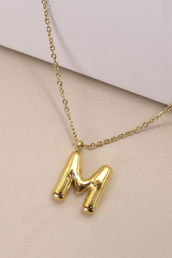 Gold bubble balloon initial M necklaces