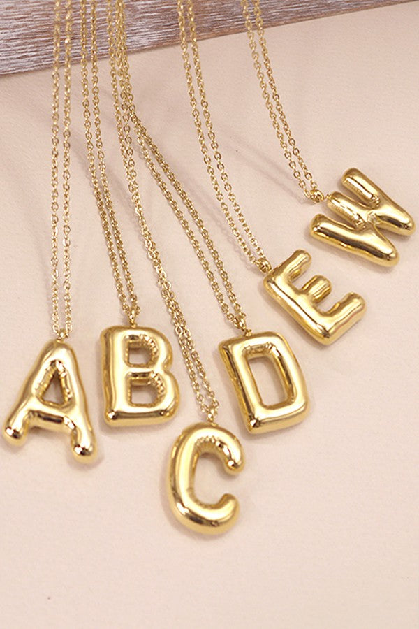 Gold bubble balloon initial necklaces