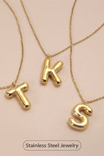 Gold bubble balloon initial T necklaces