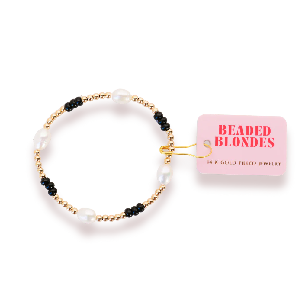 Beaded Blondes Black poppi pearl bracelet