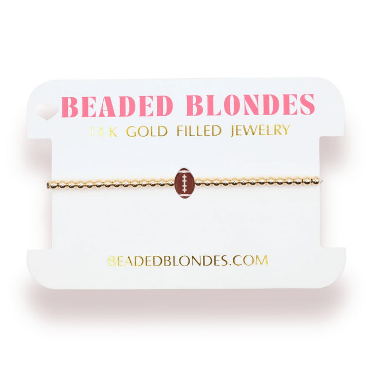 Beaded Blondes Gold bracelet with football charm