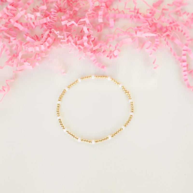 Beaded Blondes kids white dainty gold beaded bracelets