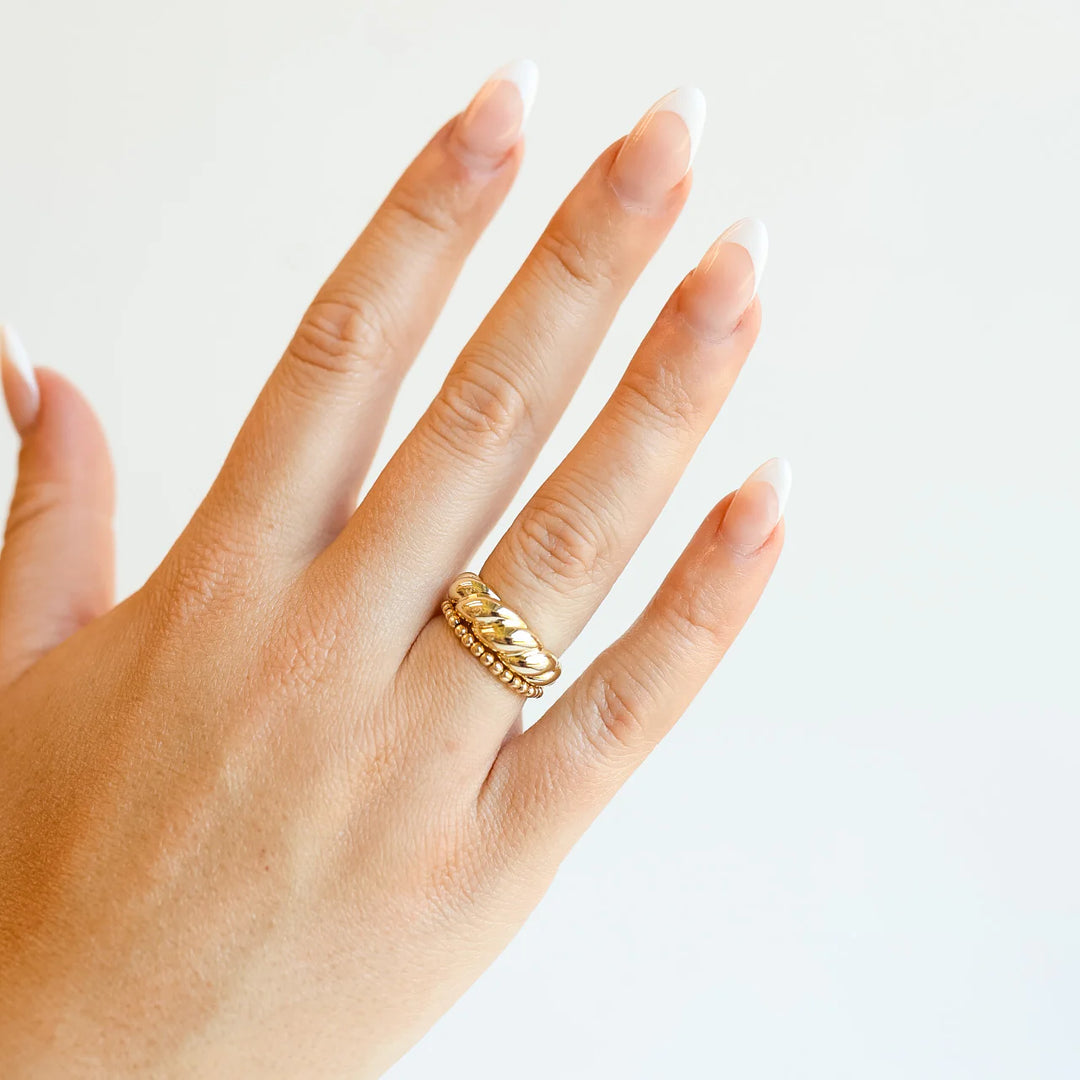 beaded blondes lexi band stackable gold beaded ring