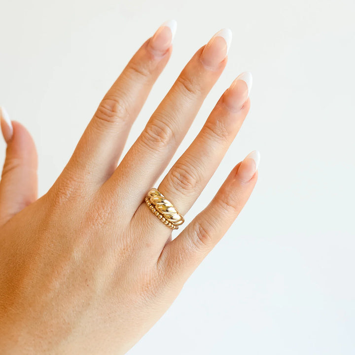 beaded blondes lexi band stackable gold beaded ring