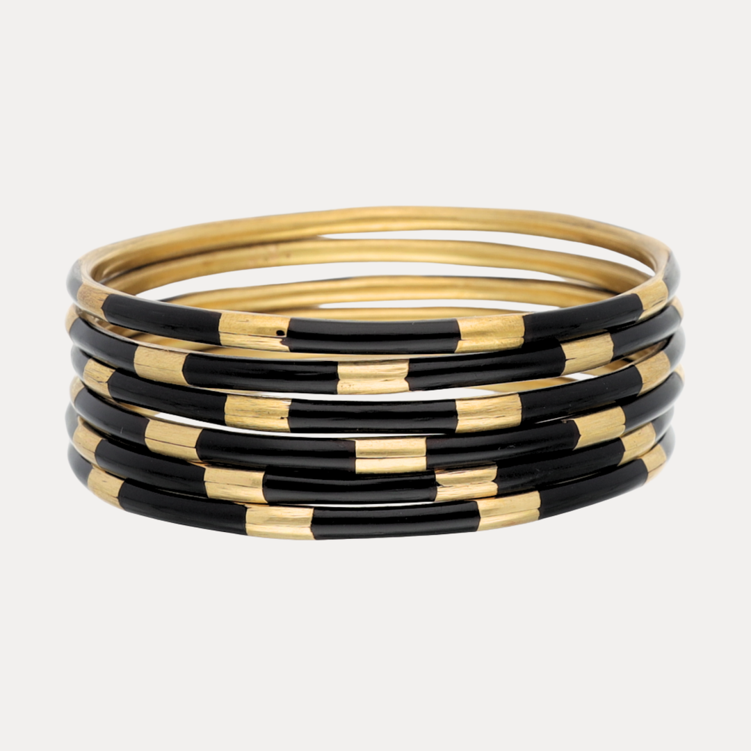 budhagirl black and gold Veda bangle bracelets