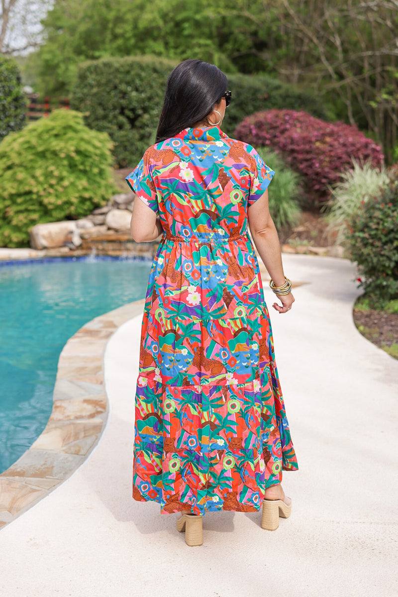 women's high end tropical summer maxi dress