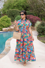 women's high end tropical summer maxi dress