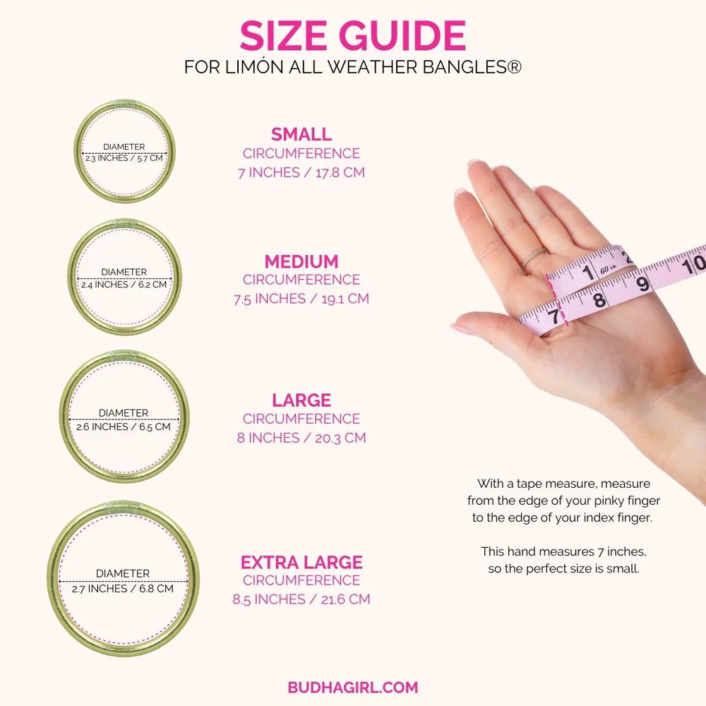 Budha Girl Limon bangle size guide