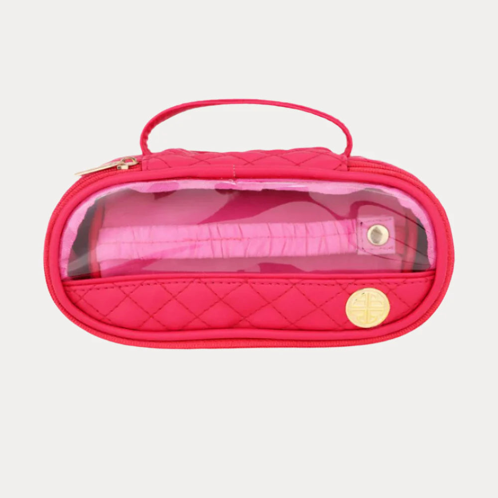 BuDhaGirl pink quilted vegan leather travel case