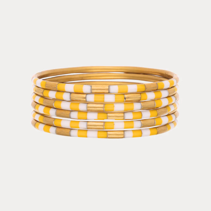 Budhagirl Veda bangle bracelets in yellow,white and gold