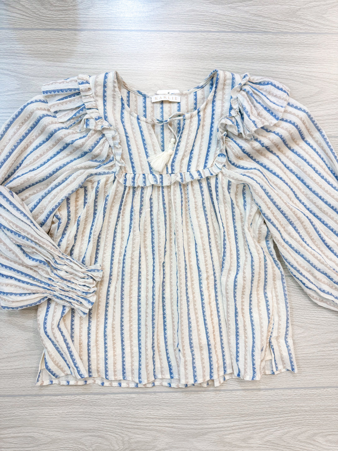 Zig Zag Stripe Cream Babydoll Top