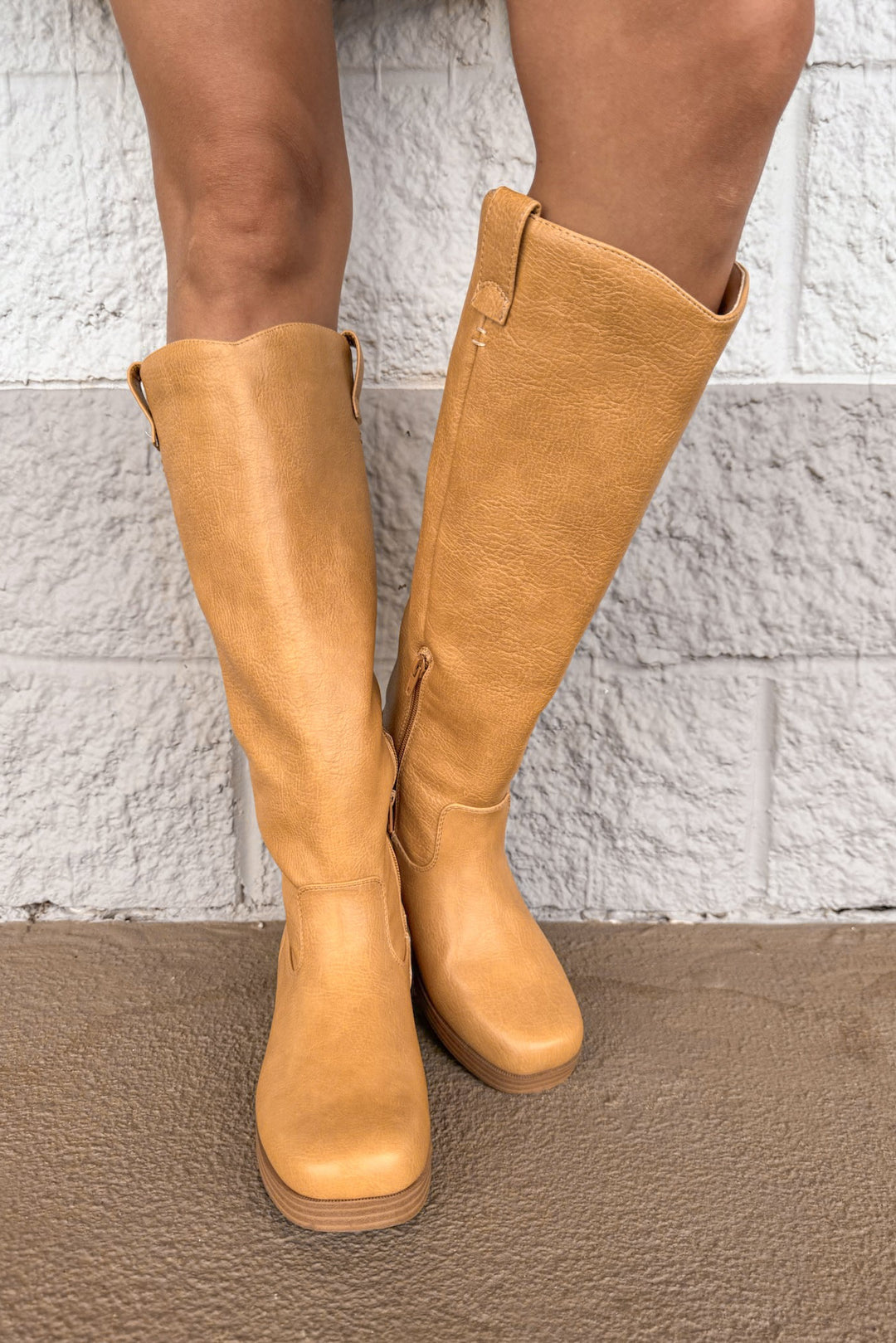 Chinese laundry yurie camel rugged boot front view