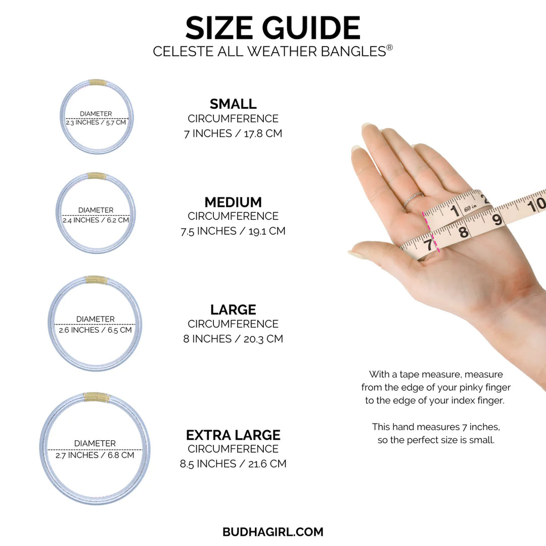 BudhaGirl celeste all weather bangle bracelets size chart