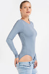  Chambray blue longsleeve bodysuit