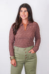 Cocoa brown textured long sleeve top