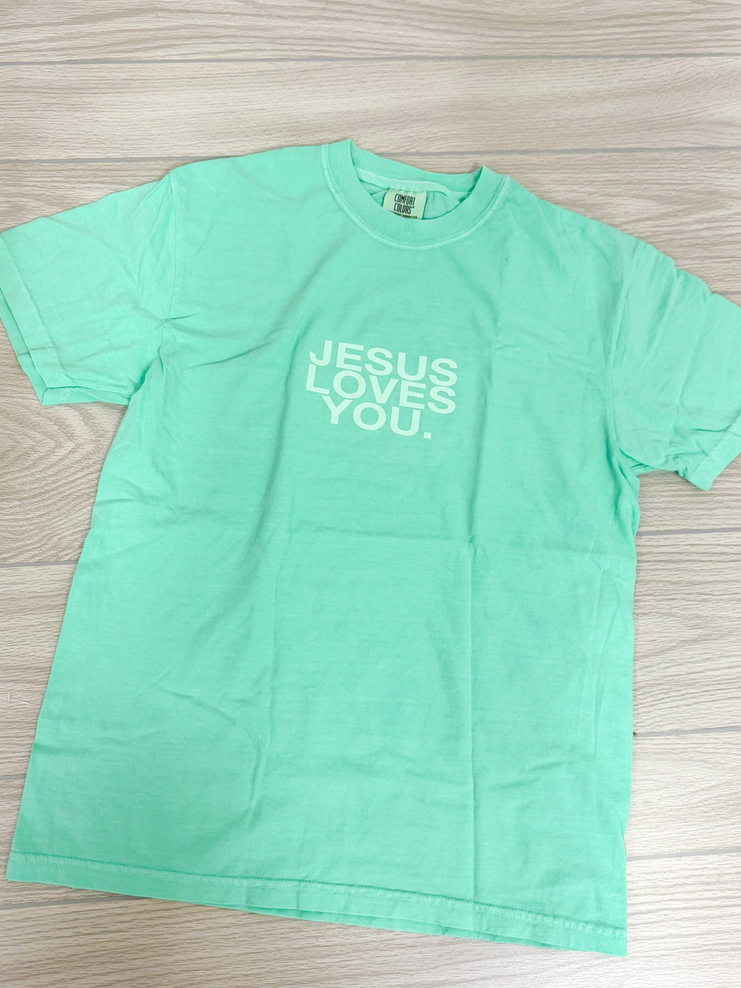 Jesus loves you mint comfort colors tshirt 