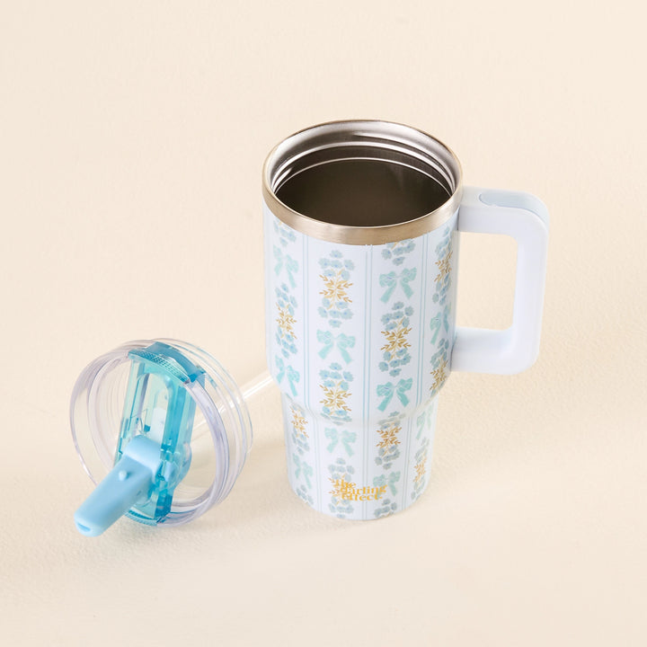 blue floral travel cups