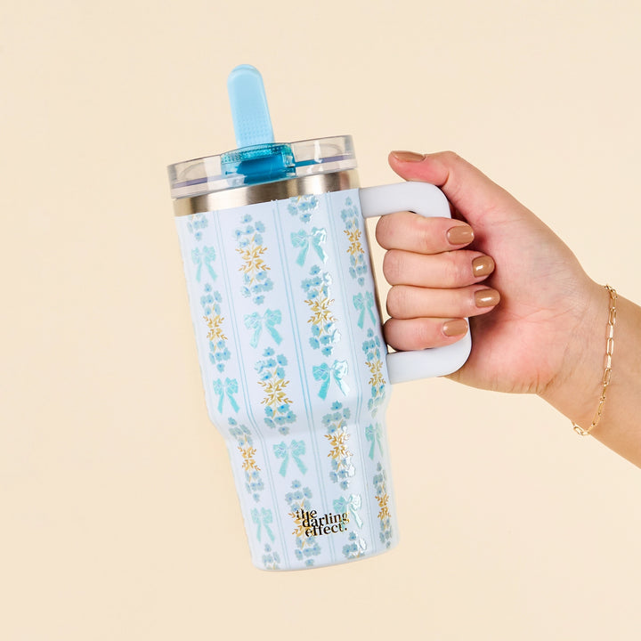 blue floral travel cups