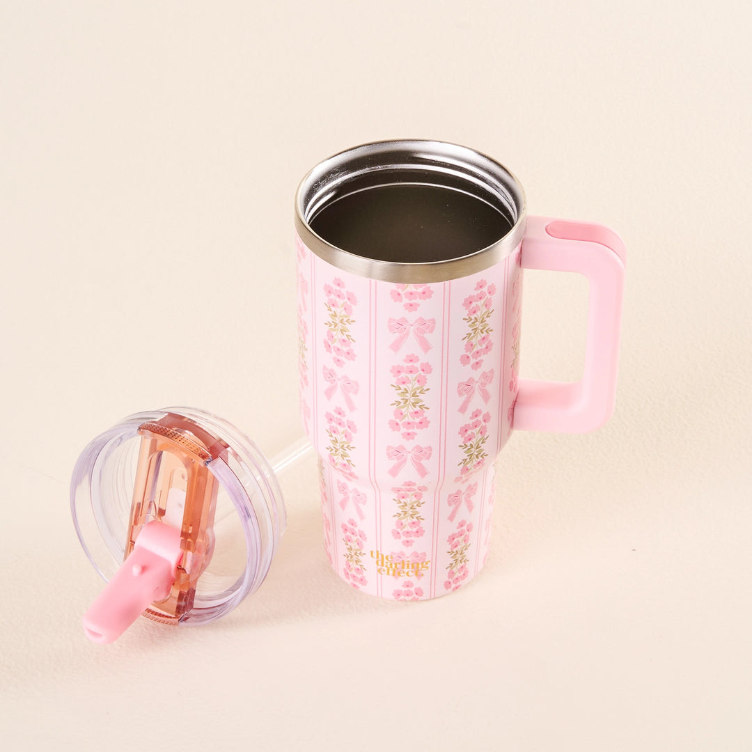 Pink floral travel cups