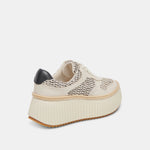 Dolce Vita Dandi Black and Natural raffia platform sneakers