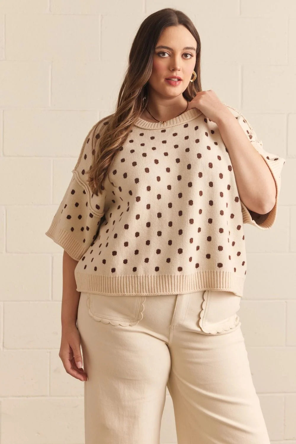 entro plus size polka dot sweater top