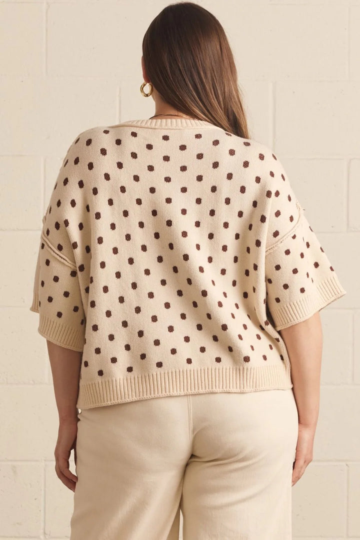 entro plus size polka dot sweater top back