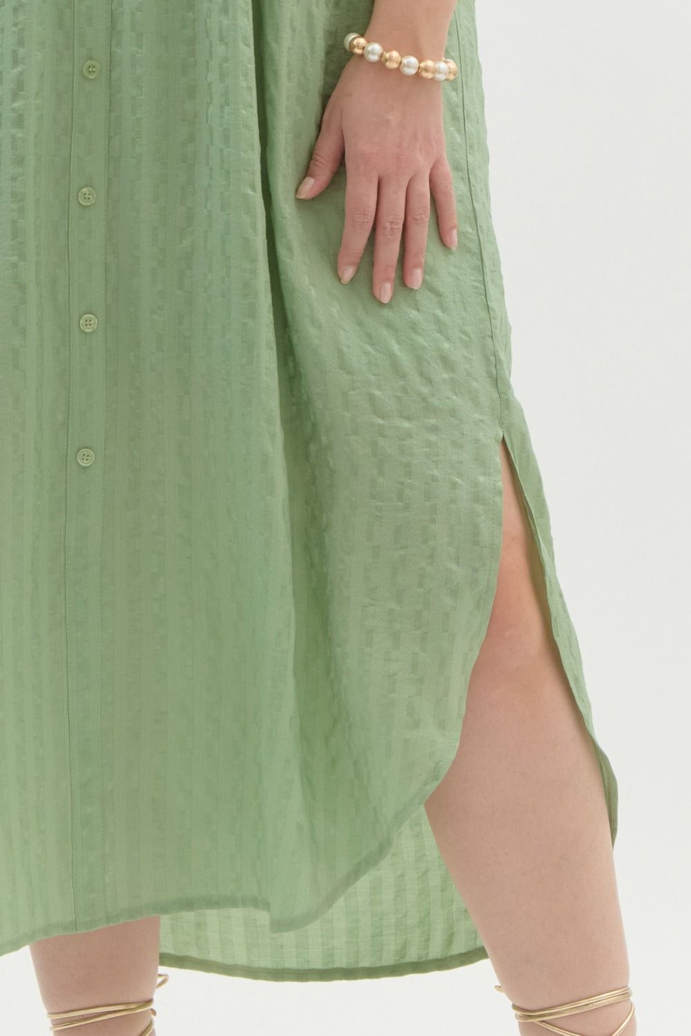 Easy Trends Textured Sage Midi Dress