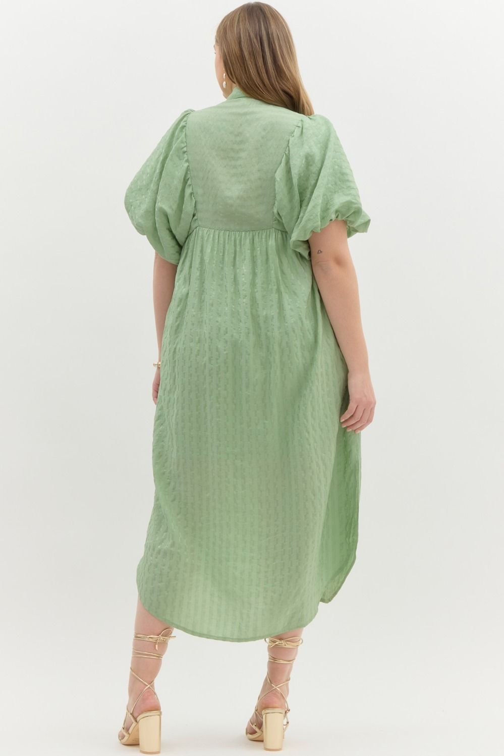 Easy Trends Textured Sage Midi Dress