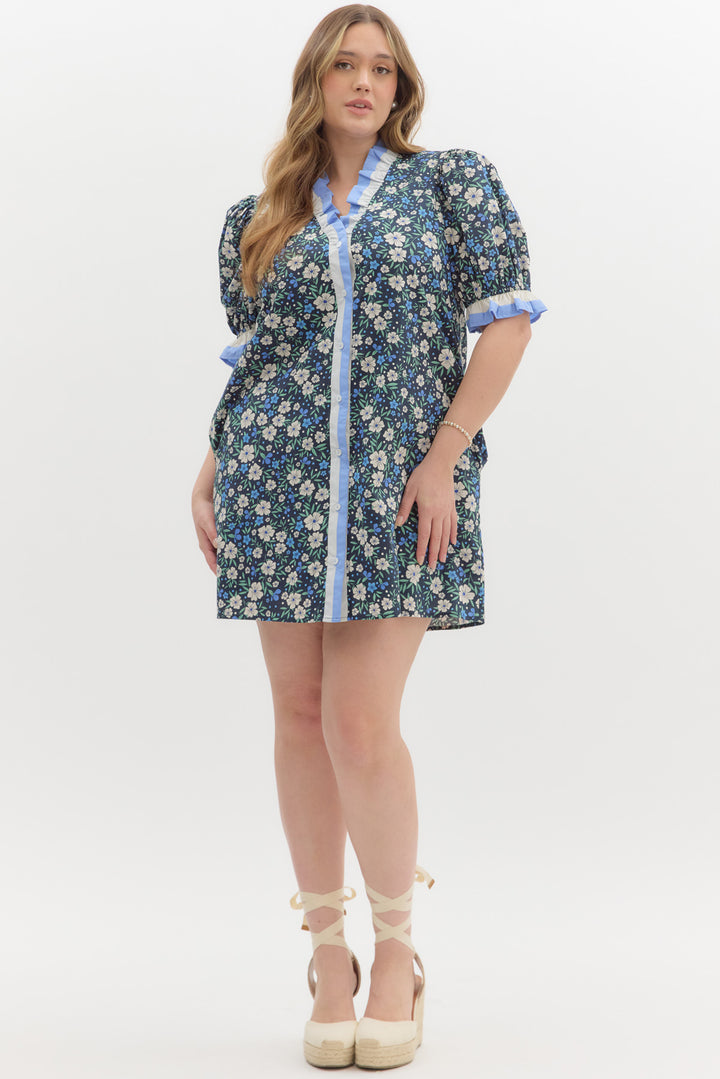 entro navy floral plus size dress