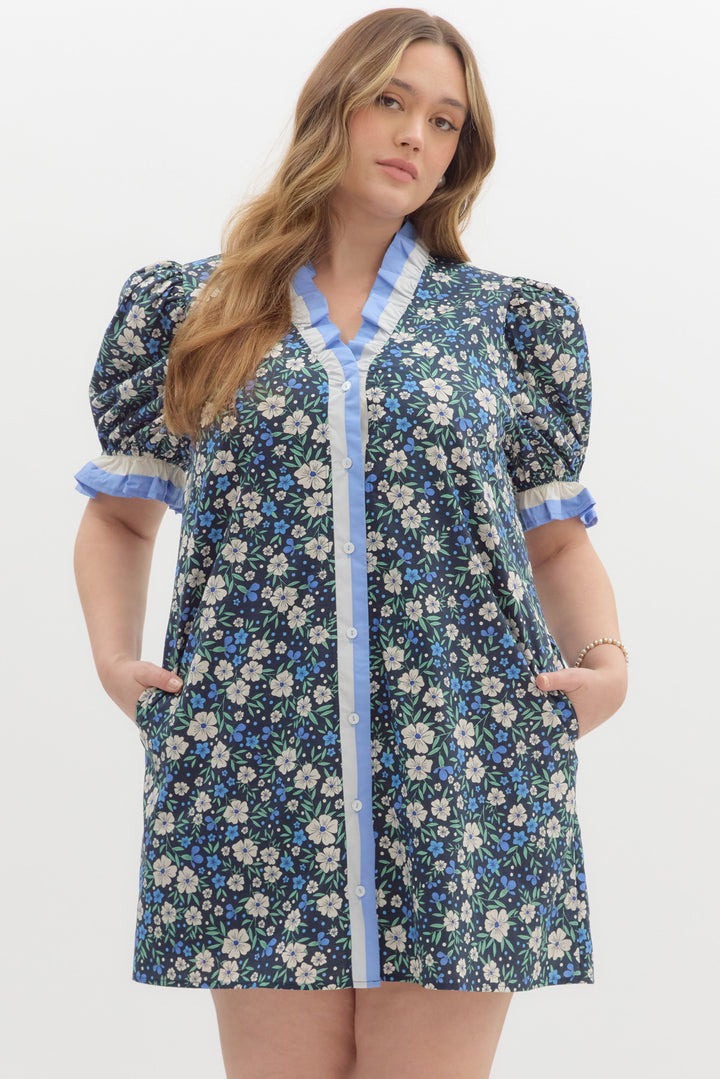 entro navy floral plus size dress