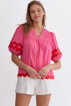 Entro ric rack pink red babydoll top