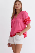 Entro ric rack pink red babydoll top