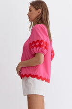 Entro ric rack pink red babydoll top