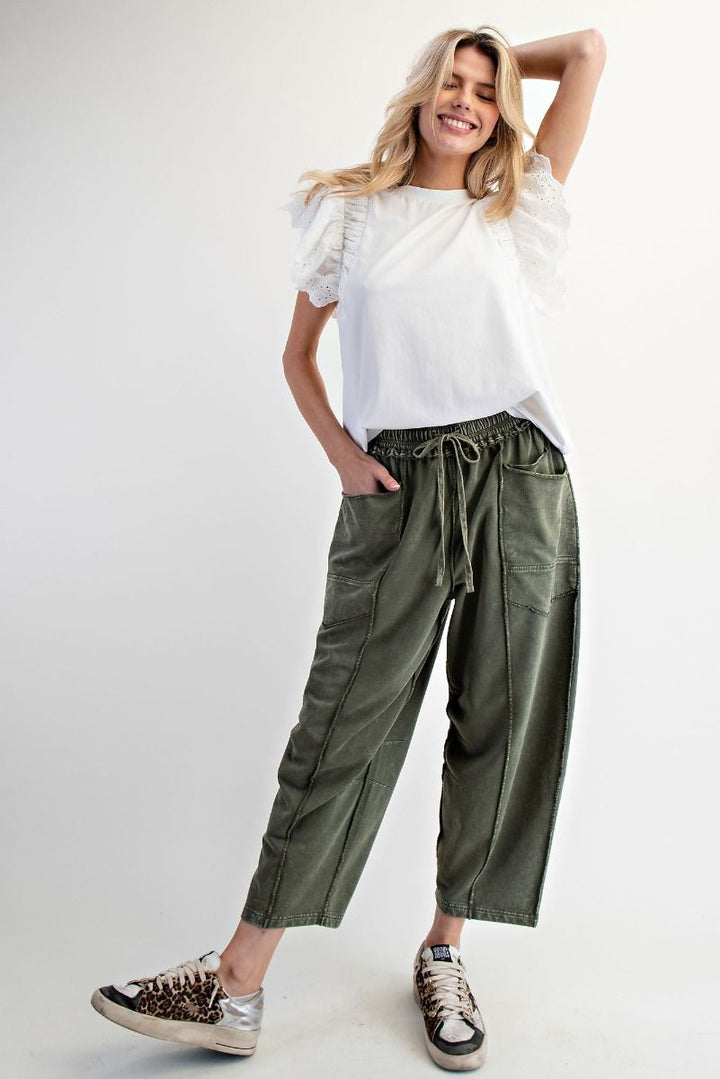 Women's green wide leg pants 