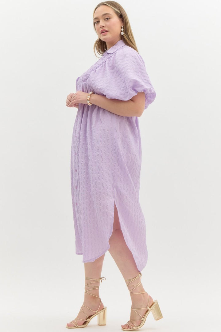 Women's lavender textured Easter midi dress